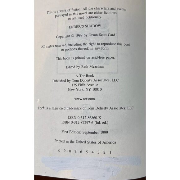 Ender's Shadow by Orson Scott Card First Edition Hardcover Book - Picture 3 of 7